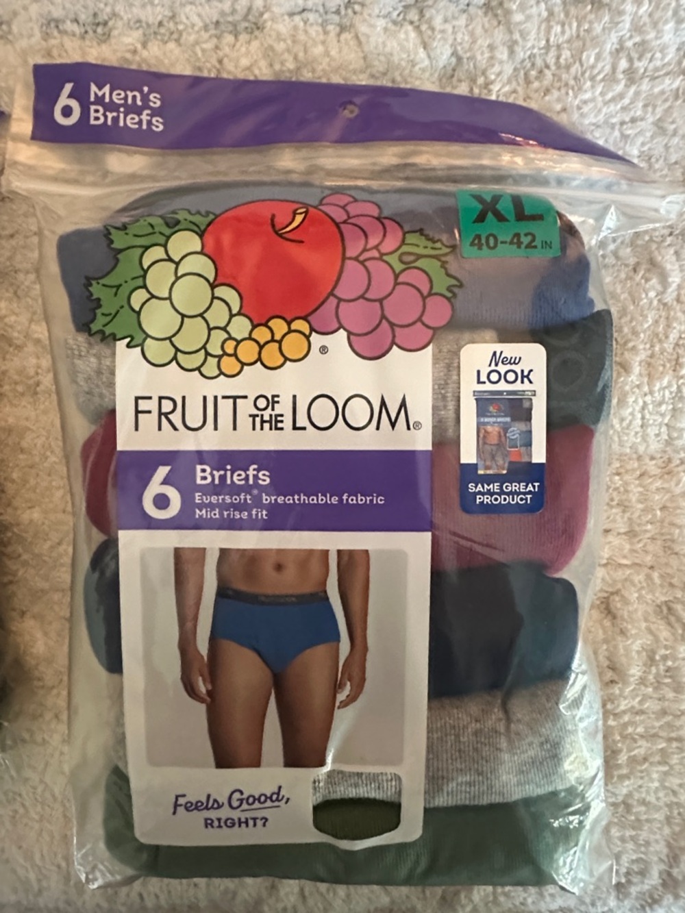 2 PACK!! Fruit of the Loom Mens Multi-Color Briefs Pack - 6 briefs per pack - Picture 4 of 5